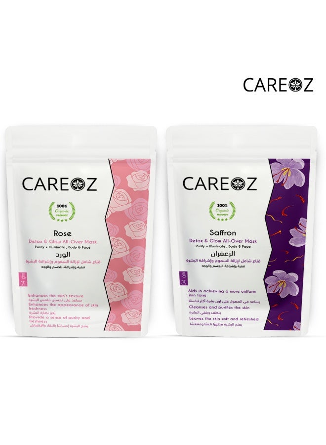 CAREOZ Rose + Saffron Detox & Glow All-Over Mask Duo - Image 1
